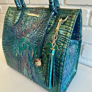 Brahmin Iridescent Blue-Green Satchel